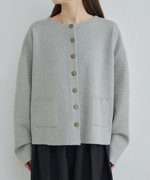 Du noir】ミラノリブクルーネックカーディガン（カーディガン/ボレロ