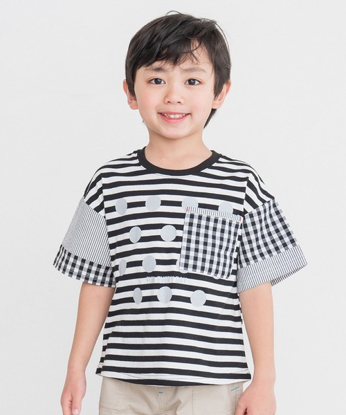 RAGMART（ラグマート）の「モノトーン切り替えTシャツ（Tシャツ/カットソー・キッズ・ブラック×ホワイト/オフホワイト・90cm/95cm/80ｃｍ）」の2枚目の写真