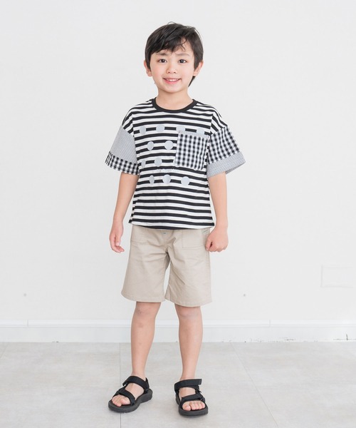 RAGMART（ラグマート）の「モノトーン切り替えTシャツ（Tシャツ/カットソー・キッズ・ブラック×ホワイト/オフホワイト・90cm/95cm/80ｃｍ）」の6枚目の写真