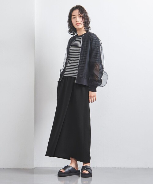 ユナイテッドアローズ　セットアップ　パンツ　スカート　コットン　M　L　ブラック COMFY ラップ マキシスカート -吸水速乾 UVカット