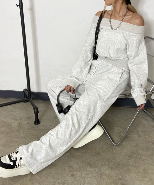 non-hedge（ノンヘッジ）の「オフショルトップスパンツセットアップ（セットアップ・レディース・ピンク/グレー/ブラック/ブルー/オートミール・FREE）」の4枚目の写真