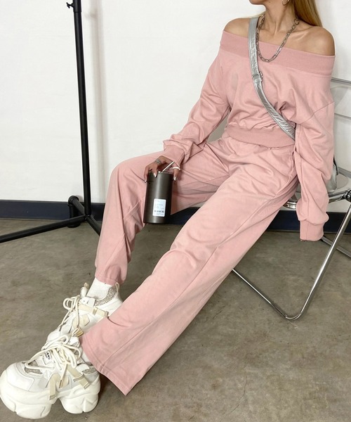 non-hedge（ノンヘッジ）の「オフショルトップスパンツセットアップ（セットアップ・レディース・ピンク/グレー/ブラック/ブルー/オートミール・FREE）」の5枚目の写真