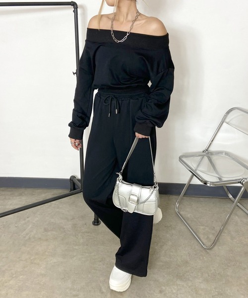 non-hedge（ノンヘッジ）の「オフショルトップスパンツセットアップ（セットアップ・レディース・ピンク/グレー/ブラック/ブルー/オートミール・FREE）」の9枚目の写真