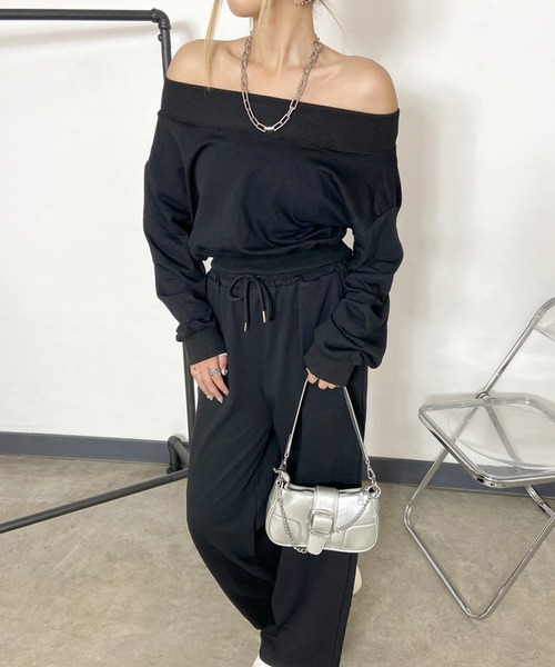 non-hedge（ノンヘッジ）の「オフショルトップスパンツセットアップ（セットアップ・レディース・ピンク/グレー/ブラック/ブルー/オートミール・FREE）」の10枚目の写真