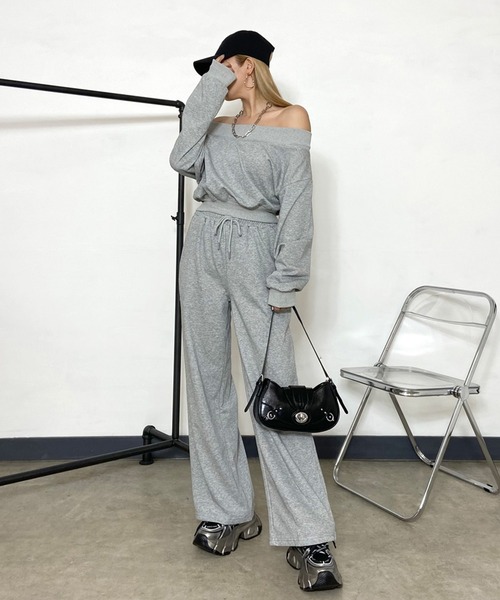 non-hedge（ノンヘッジ）の「オフショルトップスパンツセットアップ（セットアップ・レディース・ピンク/グレー/ブラック/ブルー/オートミール・FREE）」の11枚目の写真