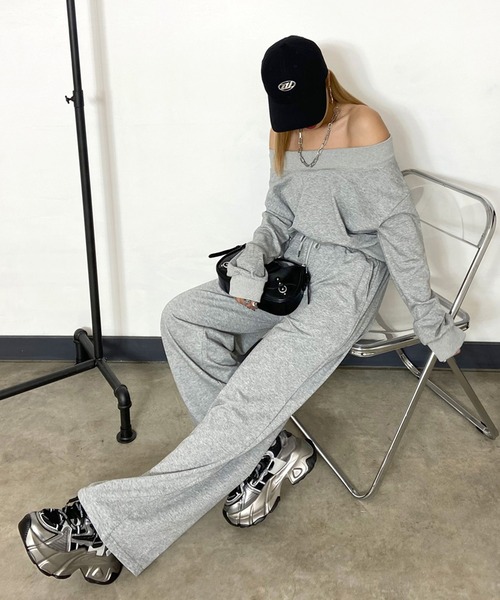 non-hedge（ノンヘッジ）の「オフショルトップスパンツセットアップ（セットアップ・レディース・ピンク/グレー/ブラック/ブルー/オートミール・FREE）」の12枚目の写真