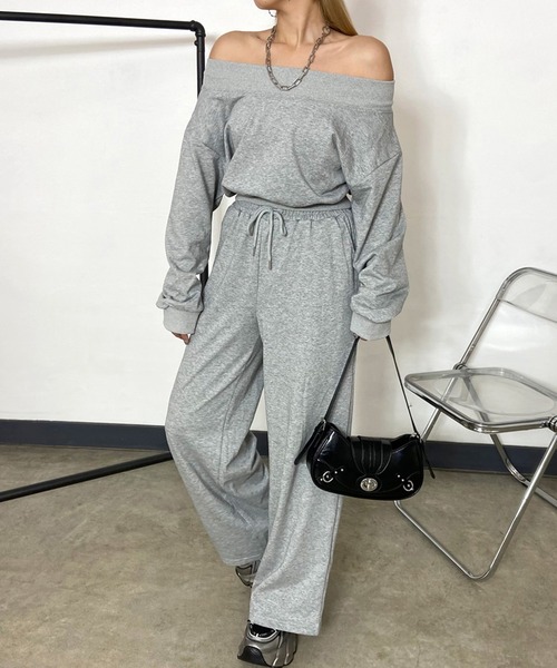 non-hedge（ノンヘッジ）の「オフショルトップスパンツセットアップ（セットアップ・レディース・ピンク/グレー/ブラック/ブルー/オートミール・FREE）」の13枚目の写真