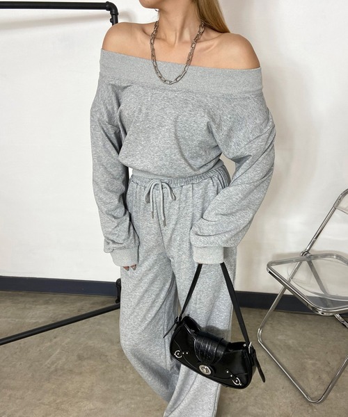 non-hedge（ノンヘッジ）の「オフショルトップスパンツセットアップ（セットアップ・レディース・ピンク/グレー/ブラック/ブルー/オートミール・FREE）」の14枚目の写真