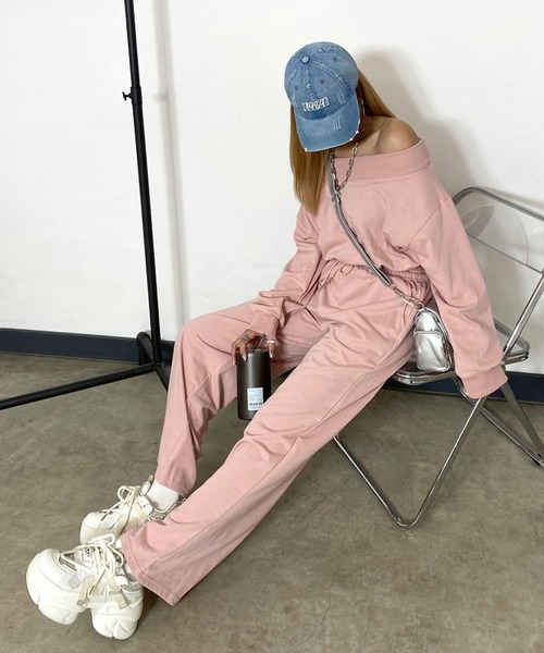 non-hedge（ノンヘッジ）の「オフショルトップスパンツセットアップ（セットアップ・レディース・ピンク/グレー/ブラック/ブルー/オートミール・FREE）」の16枚目の写真