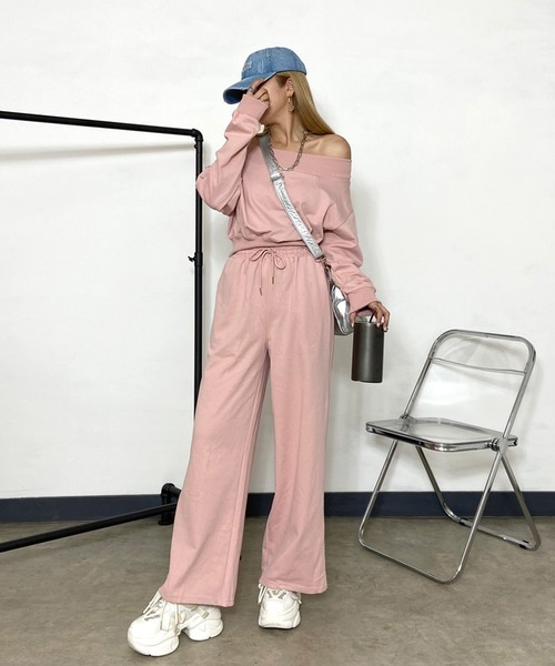 non-hedge（ノンヘッジ）の「オフショルトップスパンツセットアップ（セットアップ・レディース・ピンク/グレー/ブラック/ブルー/オートミール・FREE）」の17枚目の写真