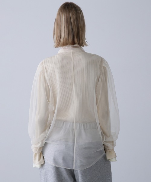 ROSE BUD（ローズバッド）の「チュールボウタイトップス（シャツ/ブラウス・レディース・ホワイト/ブラック/ピンク・ONE SIZE）」の9枚目の写真