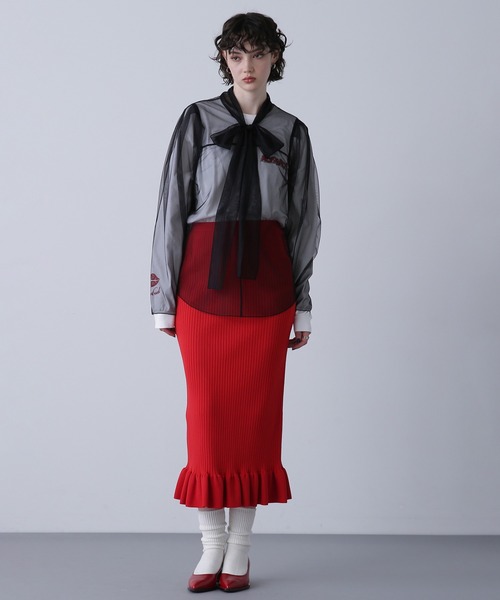 ROSE BUD（ローズバッド）の「チュールボウタイトップス（シャツ/ブラウス・レディース・ホワイト/ブラック/ピンク・ONE SIZE）」の12枚目の写真