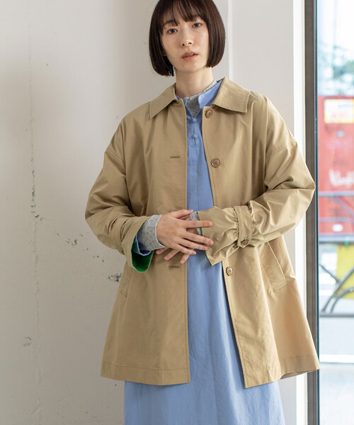 POU DOU DOU（プードゥドゥ）の「ステンカラーミドルコート（ステンカラーコート・レディース・ベージュ/ライトブルー/カーキ・M）」の4枚目の写真