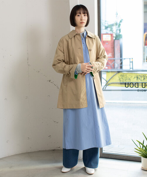POU DOU DOU（プードゥドゥ）の「ステンカラーミドルコート（ステンカラーコート・レディース・ベージュ/ライトブルー/カーキ・M）」の5枚目の写真