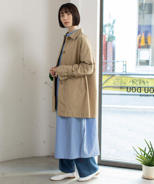 POU DOU DOU（プードゥドゥ）の「ステンカラーミドルコート（ステンカラーコート・レディース・ベージュ/ライトブルー/カーキ・M）」の6枚目の写真