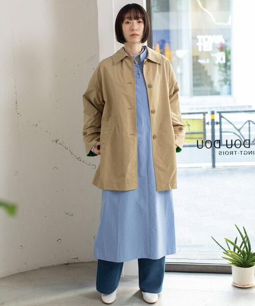 POU DOU DOU（プードゥドゥ）の「ステンカラーミドルコート（ステンカラーコート・レディース・ベージュ/ライトブルー/カーキ・M）」の9枚目の写真