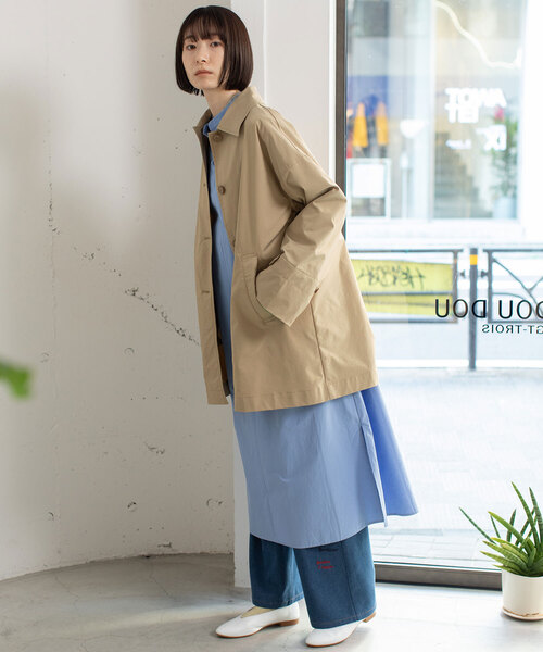 POU DOU DOU（プードゥドゥ）の「ステンカラーミドルコート（ステンカラーコート・レディース・ベージュ/ライトブルー/カーキ・M）」の10枚目の写真