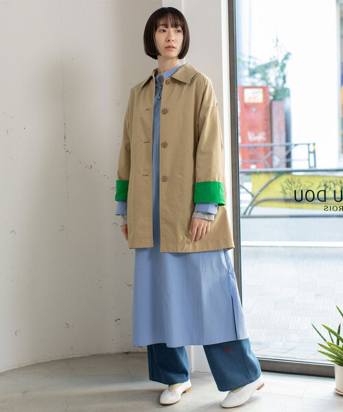 POU DOU DOU（プードゥドゥ）の「ステンカラーミドルコート（ステンカラーコート・レディース・ベージュ/ライトブルー/カーキ・M）」の12枚目の写真