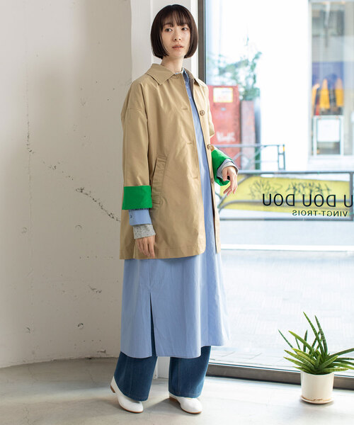 POU DOU DOU（プードゥドゥ）の「ステンカラーミドルコート（ステンカラーコート・レディース・ベージュ/ライトブルー/カーキ・M）」の14枚目の写真