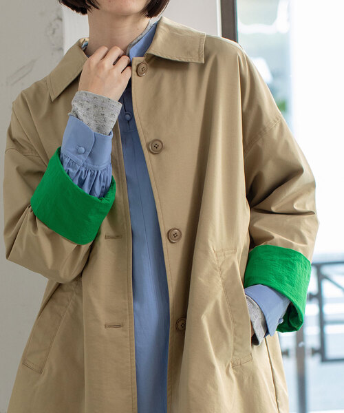 POU DOU DOU（プードゥドゥ）の「ステンカラーミドルコート（ステンカラーコート・レディース・ベージュ/ライトブルー/カーキ・M）」の16枚目の写真
