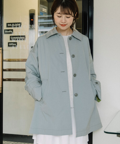 POU DOU DOU（プードゥドゥ）の「ステンカラーミドルコート（ステンカラーコート・レディース・ベージュ/ライトブルー/カーキ・M）」の18枚目の写真