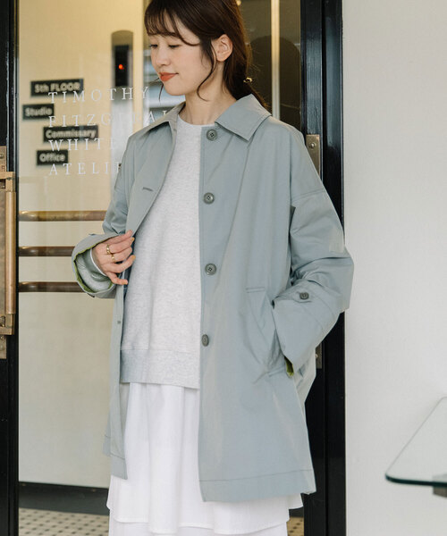 POU DOU DOU（プードゥドゥ）の「ステンカラーミドルコート（ステンカラーコート・レディース・ベージュ/ライトブルー/カーキ・M）」の19枚目の写真