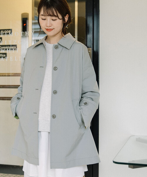 POU DOU DOU（プードゥドゥ）の「ステンカラーミドルコート（ステンカラーコート・レディース・ベージュ/ライトブルー/カーキ・M）」の21枚目の写真