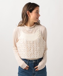 BAYFLOW | [後ろのリボンで調節可能]レースキャミビスチェ(キャミソール)