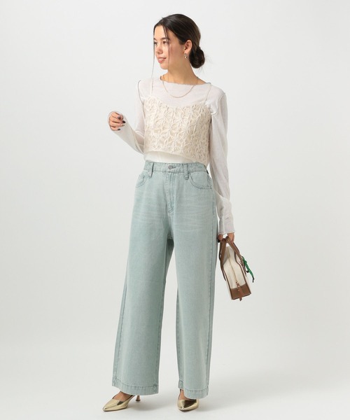 BAYFLOW（ベイフロー）の「[後ろのリボンで調節可能]レースキャミビスチェ（キャミソール・レディース・ブラック/オフホワイト・FREE）」の3枚目の写真