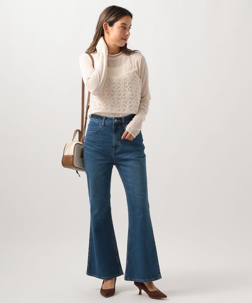 BAYFLOW（ベイフロー）の「[後ろのリボンで調節可能]レースキャミビスチェ（キャミソール・レディース・ブラック/オフホワイト・FREE）」の5枚目の写真