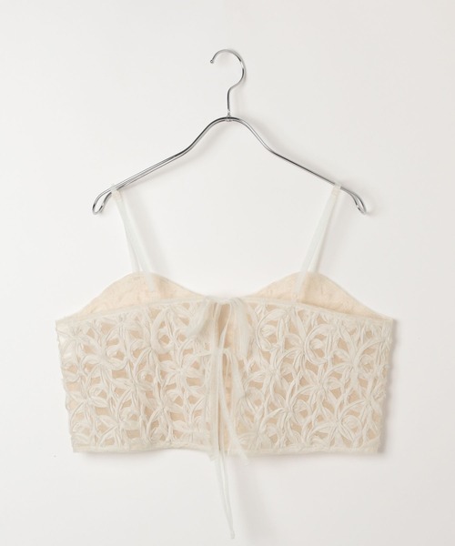 BAYFLOW（ベイフロー）の「[後ろのリボンで調節可能]レースキャミビスチェ（キャミソール・レディース・ブラック/オフホワイト・FREE）」の18枚目の写真