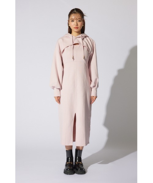 rienda(リエンダ)の「レイヤードパーカーワンピース 春服 夏服 スウェット(ワンピース・レディース・ブラック/ホワイト/ピンク・SMALL/MEDIUM)」の11枚目の写真