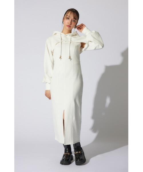 rienda(リエンダ)の「レイヤードパーカーワンピース 春服 夏服 スウェット(ワンピース・レディース・ブラック/ホワイト/ピンク・SMALL/MEDIUM)」の12枚目の写真