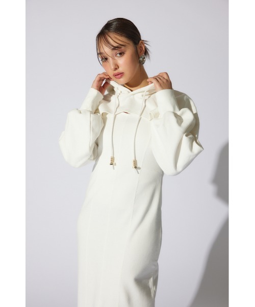 rienda(リエンダ)の「レイヤードパーカーワンピース 春服 夏服 スウェット(ワンピース・レディース・ブラック/ホワイト/ピンク・SMALL/MEDIUM)」の16枚目の写真