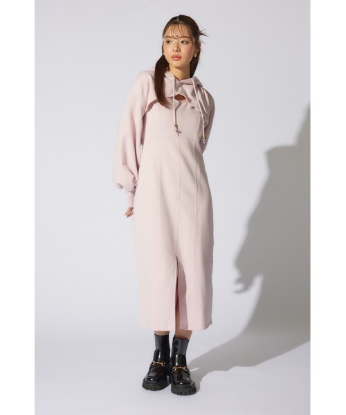 rienda(リエンダ)の「レイヤードパーカーワンピース 春服 夏服 スウェット(ワンピース・レディース・ブラック/ホワイト/ピンク・SMALL/MEDIUM)」の6枚目の写真