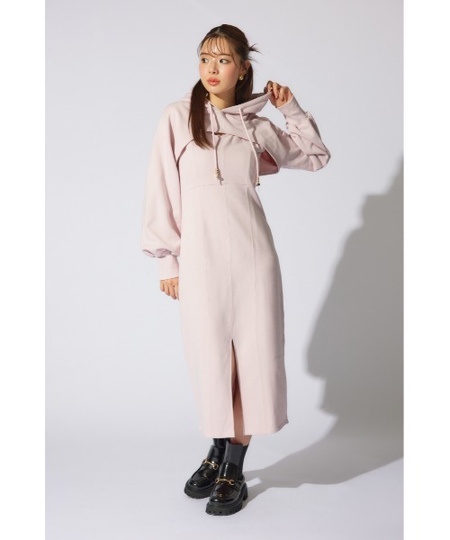 rienda(リエンダ)の「レイヤードパーカーワンピース 春服 夏服 スウェット(ワンピース・レディース・ブラック/ホワイト/ピンク・SMALL/MEDIUM)」の8枚目の写真