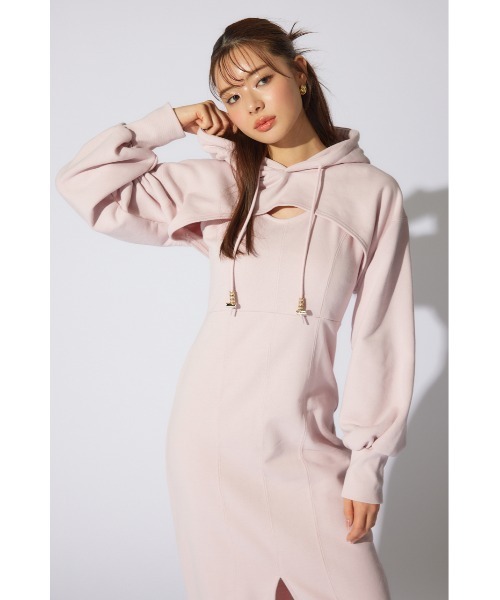 セール】レイヤードパーカーワンピース 春服 夏服 スウェット