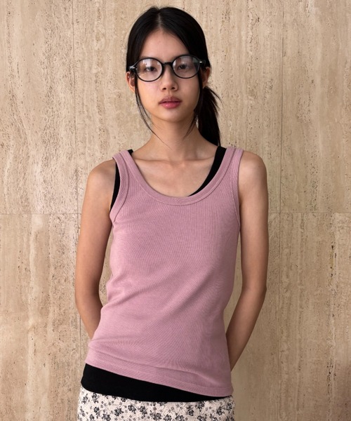 FUULLY STUDIO（フーリィーステューディオ）の「テレコベーシックカラータンク（タンクトップ・レディース・ピンク/ブラック/アイボリー/チャコールグレー・FREE）」の19枚目の写真