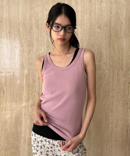 FUULLY STUDIO（フーリィーステューディオ）の「テレコベーシックカラータンク（タンクトップ・レディース・ピンク/ブラック/アイボリー/チャコールグレー・FREE）」の21枚目の写真