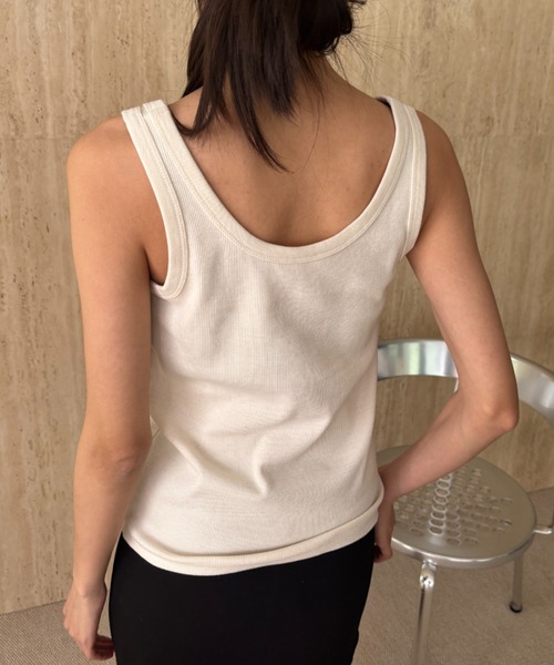 FUULLY STUDIO（フーリィーステューディオ）の「テレコベーシックカラータンク（タンクトップ・レディース・ピンク/ブラック/アイボリー/チャコールグレー・FREE）」の13枚目の写真