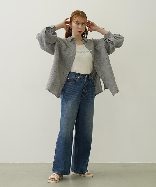 MILKFED.（ミルクフェド）の「COOPER HEART WIDE DENIM PANTS（デニムパンツ・レディース・ライトインディゴブルー/ブラック・S/M）」の17枚目の写真