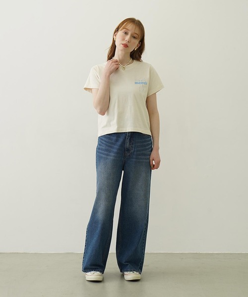 MILKFED.（ミルクフェド）の「COOPER HEART WIDE DENIM PANTS（デニムパンツ・レディース・ライトインディゴブルー/ブラック・S/M）」の19枚目の写真