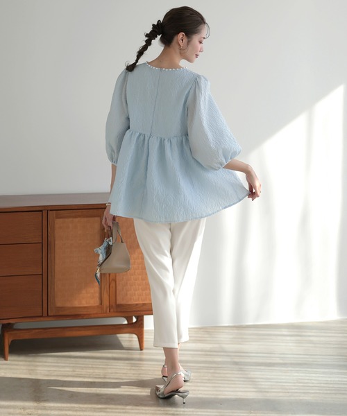 MERAKI（メラキ）の「フラワー刺繍パンツ（その他パンツ・レディース・ホワイト/ピンク/イエロー/ブルー・S/M/L）」の7枚目の写真