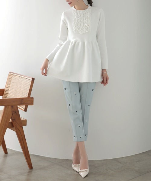 MERAKI（メラキ）の「フラワー刺繍パンツ（その他パンツ・レディース・ホワイト/ピンク/イエロー/ブルー・S/M/L）」の12枚目の写真