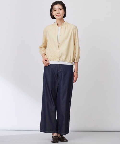 J.PRESS Ladies(J.プレス レディス)の「【洗える・接触冷感・吸水速乾】麻SOLID バンドカラー シャツ ブラウス(シャツ/ブラウス・レディース・イエロー系/カーキ系/ライトグレー系/ホワイト系・XS)」の11枚目の写真