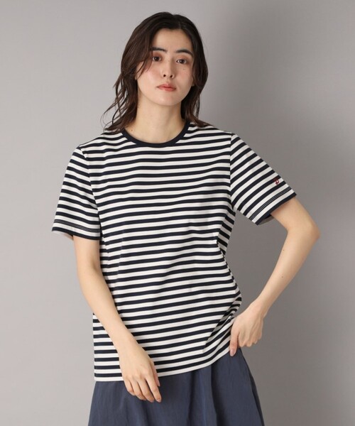 DRESSTERIOR（ドレステリア）の「【接触冷感/抗菌防臭/消臭】アイスクリアコットンボーダーTシャツ（Tシャツ/カットソー・レディース・ネイビー系2・34/36/38）」の15枚目の写真
