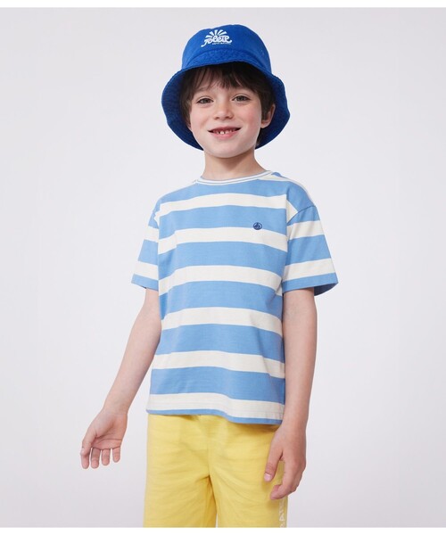 PETIT BATEAU(プチバトー)の「半袖Tシャツ(Tシャツ/カットソー・キッズ・ホワイト×ブルー・3YEAR/4YEAR/5YEAR)」の1枚目の写真