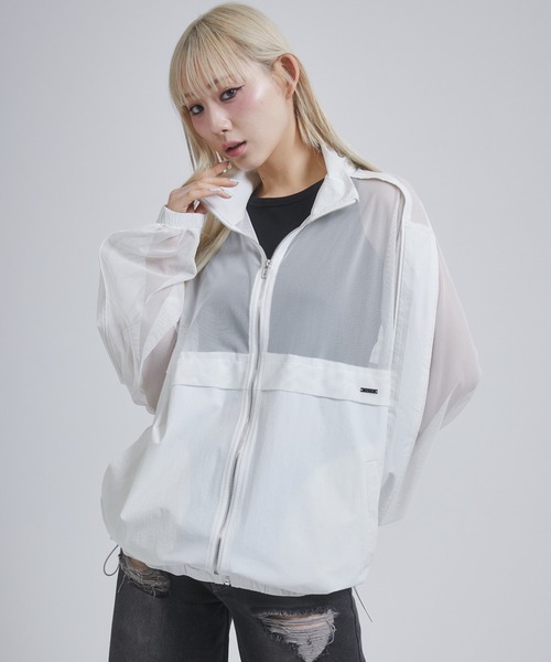 ENVYM（アンビー）の「メッシュドッキングブルゾン（ブルゾン・レディース・ホワイト/ブラック・FREE）」の3枚目の写真