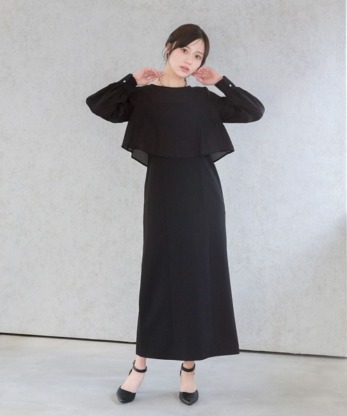 Andemiu(アンデミュウ)の「【セットアップ対応/コーデ完成】2Pブラウス×キャミワンピース325740(ワンピース・レディース・キャメル/ベージュ/ブラック・FREE)」の2枚目の写真