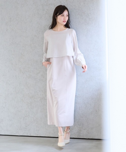 Andemiu(アンデミュウ)の「【セットアップ対応/コーデ完成】2Pブラウス×キャミワンピース325740(ワンピース・レディース・キャメル/ベージュ/ブラック・FREE)」の5枚目の写真